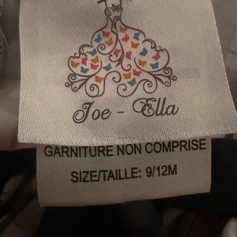 Joe-Ella dress. Black/Pink with pink roses and tie back Size 9-12m